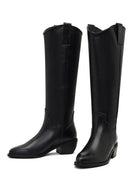 Kadın Siyah Kısa Topuklu Deri Kovboy Çizme | Derimod Kadın Siyah Kısa Topuklu Deri Kovboy Çizme | Derimod