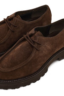 Women's Brown Lace-Up Thick-Soled Suede Leather Masculine Shoe | Derimod Women's Brown Lace-Up Thick-Soled Suede Leather Masculine Shoe | Derimod
