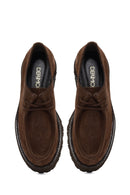 Women's Brown Lace-Up Thick-Soled Suede Leather Masculine Shoe | Derimod Women's Brown Lace-Up Thick-Soled Suede Leather Masculine Shoe | Derimod