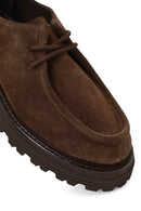 Women's Brown Lace-Up Thick-Soled Suede Leather Masculine Shoe | Derimod Women's Brown Lace-Up Thick-Soled Suede Leather Masculine Shoe | Derimod