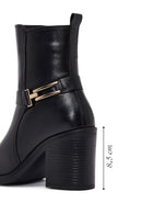 Kadın Siyah Tokalı Kalın Topuklu Deri Bot | Derimod Kadın Siyah Tokalı Kalın Topuklu Deri Bot | Derimod