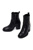 Kadın Siyah Tokalı Kalın Topuklu Deri Bot | Derimod Kadın Siyah Tokalı Kalın Topuklu Deri Bot | Derimod