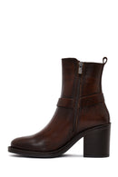 Kadın Kahverengi Tokalı Kalın Topuklu Deri Bot | Derimod Kadın Kahverengi Tokalı Kalın Topuklu Deri Bot | Derimod