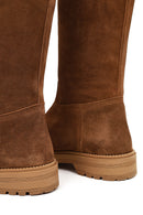 Kadın Taba Kalın Tabanlı Süet Deri Çizme | Derimod Kadın Taba Kalın Tabanlı Süet Deri Çizme | Derimod