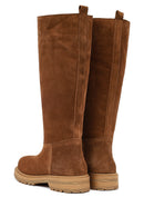 Kadın Taba Kalın Tabanlı Süet Deri Çizme | Derimod Kadın Taba Kalın Tabanlı Süet Deri Çizme | Derimod