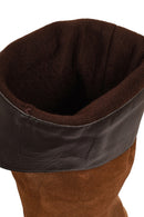 Kadın Taba Kalın Tabanlı Süet Deri Çizme | Derimod Kadın Taba Kalın Tabanlı Süet Deri Çizme | Derimod