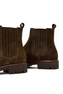 Women's Khaki Suede Leather Chelsea Boot | Derimod Women's Khaki Suede Leather Chelsea Boot | Derimod