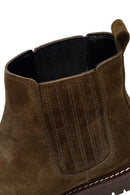 Women's Khaki Suede Leather Chelsea Boot | Derimod Women's Khaki Suede Leather Chelsea Boot | Derimod