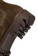 Women's Khaki Suede Leather Chelsea Boot | Derimod Women's Khaki Suede Leather Chelsea Boot | Derimod