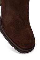 Kadın Kahverengi Fermuarlı Kalın Topuklu Süet Deri Bot | Derimod Kadın Kahverengi Fermuarlı Kalın Topuklu Süet Deri Bot | Derimod