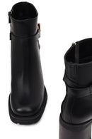 Kadın Siyah Fermuarlı Kalın Topuklu Deri Bot | Derimod Kadın Siyah Fermuarlı Kalın Topuklu Deri Bot | Derimod