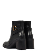 Kadın Siyah Fermuarlı Kalın Topuklu Deri Bot | Derimod Kadın Siyah Fermuarlı Kalın Topuklu Deri Bot | Derimod