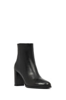 Kadın Siyah Fermuarlı Kalın Topuklu Deri Bot | Derimod Kadın Siyah Fermuarlı Kalın Topuklu Deri Bot | Derimod