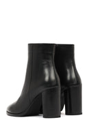 Kadın Siyah Fermuarlı Kalın Topuklu Deri Bot | Derimod Kadın Siyah Fermuarlı Kalın Topuklu Deri Bot | Derimod