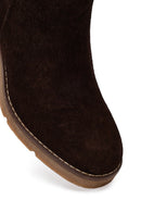 Kadın Kahverengi Faermuarlı Dolgu Topuklu Süet Deri Bot | Derimod Kadın Kahverengi Faermuarlı Dolgu Topuklu Süet Deri Bot | Derimod