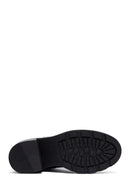 Women's Black Zippered Thick Heeled Leather Boot | Derimod Women's Black Zippered Thick Heeled Leather Boot | Derimod
