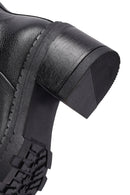 Women's Black Zippered Thick Heeled Leather Boot | Derimod Women's Black Zippered Thick Heeled Leather Boot | Derimod