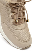 Kadın Bej Bağcıklı Dolgu Topuklu Sneaker | Derimod Kadın Bej Bağcıklı Dolgu Topuklu Sneaker | Derimod