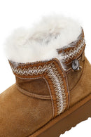 Kadın Taba Kalın Tabanlı Desenli Süet Deri Teddy Bot | Derimod Kadın Taba Kalın Tabanlı Desenli Süet Deri Teddy Bot | Derimod