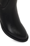 Women's Black Zippered Leather Boots | Derimod Women's Black Zippered Leather Boots | Derimod