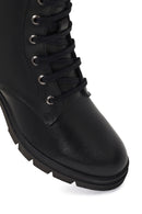 Women's Black Zippered Thick Heeled Leather Boot | Derimod Women's Black Zippered Thick Heeled Leather Boot | Derimod