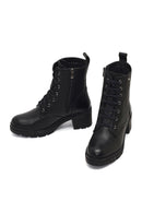 Kadın Siyah Fermuarlı Kalın Topuklu Deri Bot | Derimod Kadın Siyah Fermuarlı Kalın Topuklu Deri Bot | Derimod