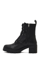 Kadın Siyah Fermuarlı Kalın Topuklu Deri Bot | Derimod Kadın Siyah Fermuarlı Kalın Topuklu Deri Bot | Derimod