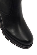 Women's Black Zippered Thick Heeled Leather Boot | Derimod Women's Black Zippered Thick Heeled Leather Boot | Derimod