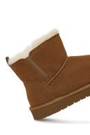 Woman Camel Suede Leather Teddy Boot | Derimod Woman Camel Suede Leather Teddy Boot | Derimod
