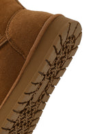 Woman Camel Suede Leather Teddy Boot | Derimod Woman Camel Suede Leather Teddy Boot | Derimod