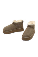 Woman Mink Suede Leather Teddy Bot | Derimod Woman Mink Suede Leather Teddy Bot | Derimod