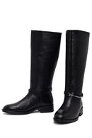 Kadın Siyah Aksesuarlı Deri Çizme | Derimod Kadın Siyah Aksesuarlı Deri Çizme | Derimod