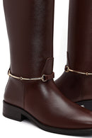 Kadın Kahverengi Aksesuarlı Deri Çizme | Derimod Kadın Kahverengi Aksesuarlı Deri Çizme | Derimod