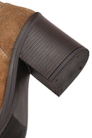 Kadın Taba Fermuarlı Kalın Topuklu Süet Deri Bot | Derimod Kadın Taba Fermuarlı Kalın Topuklu Süet Deri Bot | Derimod