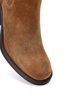 Kadın Taba Fermuarlı Kalın Topuklu Süet Deri Bot | Derimod Kadın Taba Fermuarlı Kalın Topuklu Süet Deri Bot | Derimod