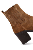 Kadın Taba Fermuarlı Kalın Topuklu Süet Deri Bot | Derimod Kadın Taba Fermuarlı Kalın Topuklu Süet Deri Bot | Derimod