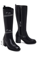 Kadın Siyah Fermuarlı Kalın Topuklu Deri Çizme | Derimod Kadın Siyah Fermuarlı Kalın Topuklu Deri Çizme | Derimod
