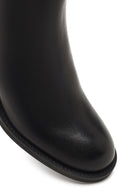 Women's Black Zippered Thick Heeled Leather Boot | Derimod Women's Black Zippered Thick Heeled Leather Boot | Derimod