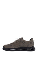 Men's Gray Lace-Up Thick-Soled Nubuck Leather Sneakers | Derimod Men's Gray Lace-Up Thick-Soled Nubuck Leather Sneakers | Derimod
