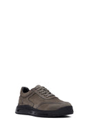 Men's Gray Lace-Up Thick-Soled Nubuck Leather Sneakers | Derimod Men's Gray Lace-Up Thick-Soled Nubuck Leather Sneakers | Derimod
