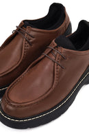 Men's Brown Lace-Up Thick Sole Leather Casual Shoes | Derimod Men's Brown Lace-Up Thick Sole Leather Casual Shoes | Derimod
