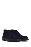 Men's Navy Blue Lace-Up Suede Leather Boot | Derimod Men's Navy Blue Lace-Up Suede Leather Boot | Derimod