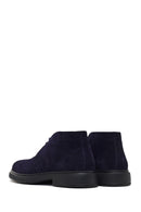 Men's Navy Blue Lace-Up Suede Leather Boot | Derimod Men's Navy Blue Lace-Up Suede Leather Boot | Derimod