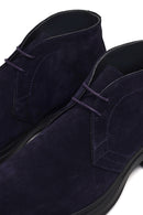 Men's Navy Blue Lace-Up Suede Leather Boot | Derimod Men's Navy Blue Lace-Up Suede Leather Boot | Derimod