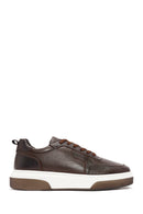 Men's Brown Lace-Up Thick-Soled Leather Sneakers | Derimod Men's Brown Lace-Up Thick-Soled Leather Sneakers | Derimod