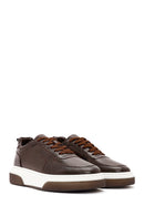 Men's Brown Lace-Up Thick-Soled Leather Sneakers | Derimod Men's Brown Lace-Up Thick-Soled Leather Sneakers | Derimod