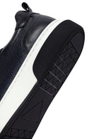 Men's Navy Blue Lace-Up Thick-Soled Leather Sneakers | Derimod Men's Navy Blue Lace-Up Thick-Soled Leather Sneakers | Derimod