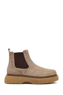 Men's Mink Thick-Soled Suede Leather Chelsea Boot | Derimod Men's Mink Thick-Soled Suede Leather Chelsea Boot | Derimod
