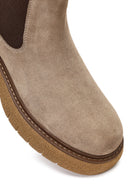 Men's Mink Thick-Soled Suede Leather Chelsea Boot | Derimod Men's Mink Thick-Soled Suede Leather Chelsea Boot | Derimod