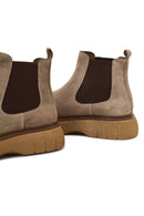 Men's Mink Thick-Soled Suede Leather Chelsea Boot | Derimod Men's Mink Thick-Soled Suede Leather Chelsea Boot | Derimod